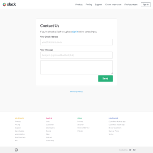 Contact page inspiration - Slack