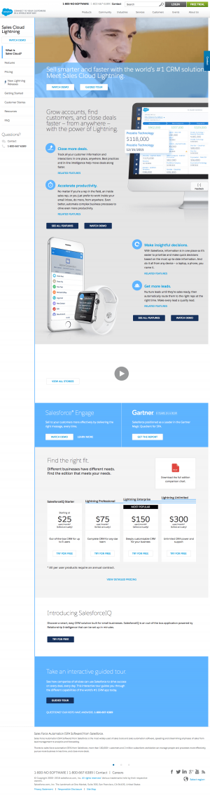 Features page inspiration - Salesforce
