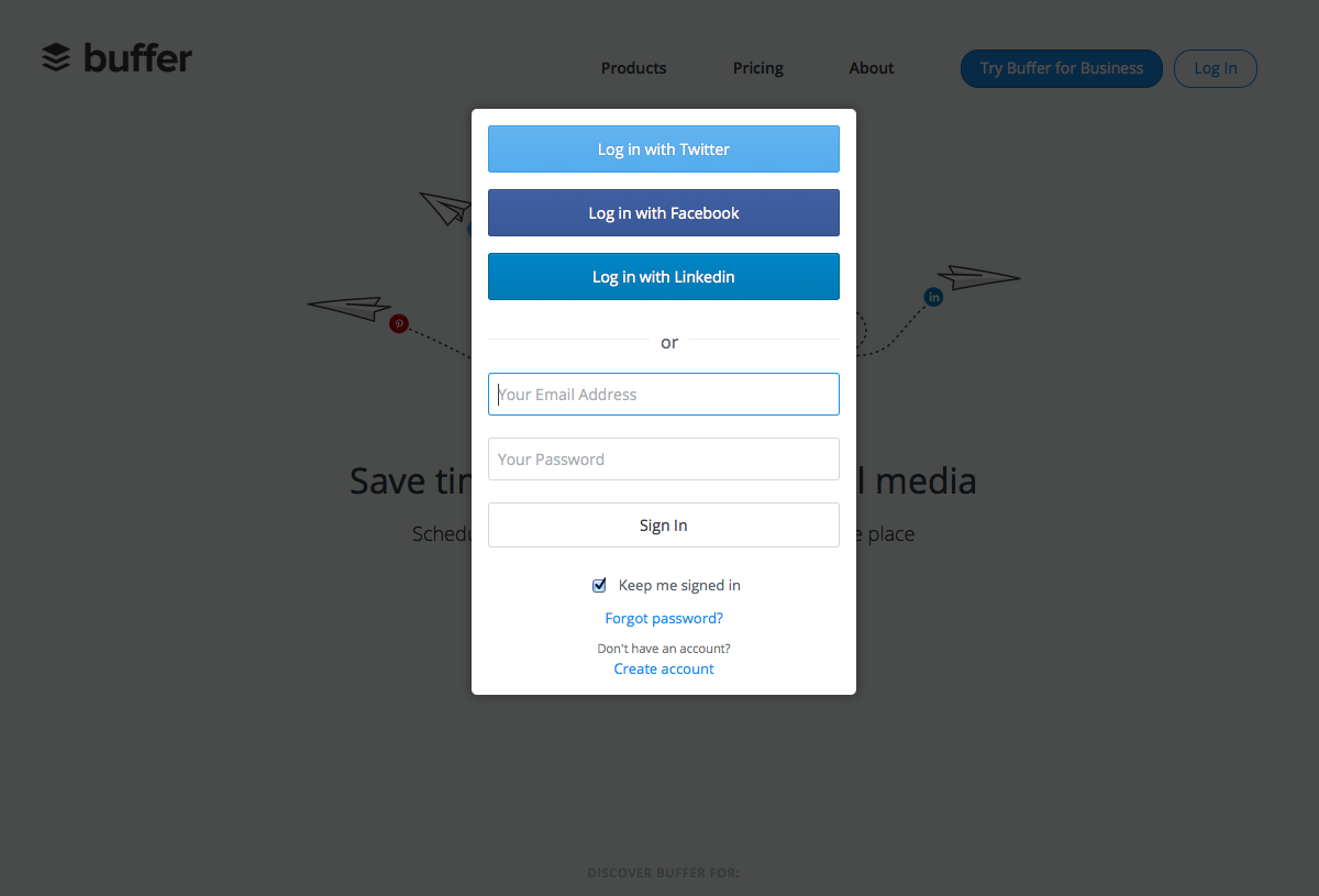 Buffer Login Page Find SaaS Websites Inspiration