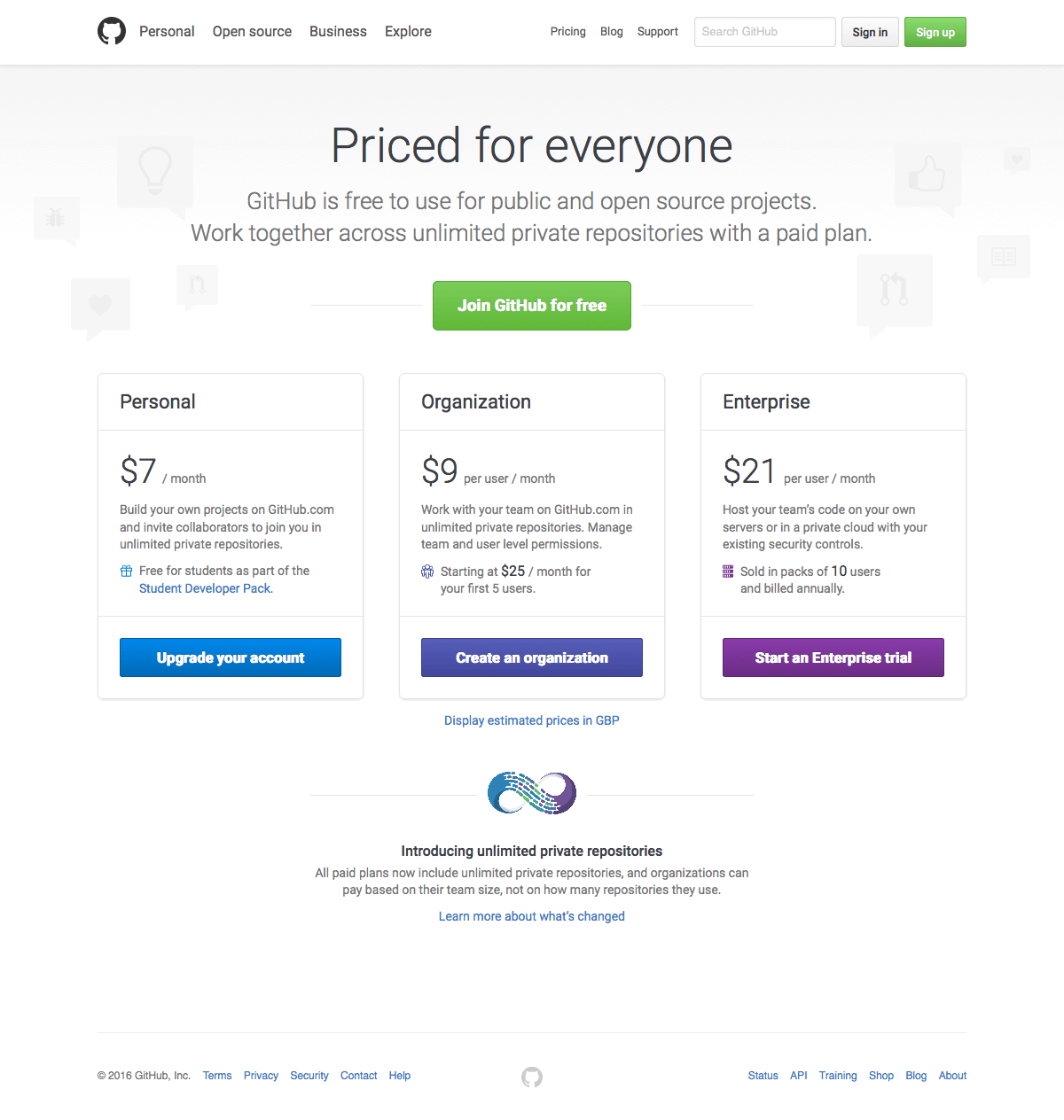 GitHub Pricing page Find SaaS sites inspiration