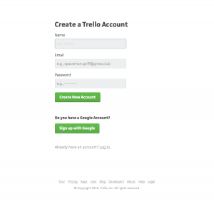 Sign up page inspiration - Trello