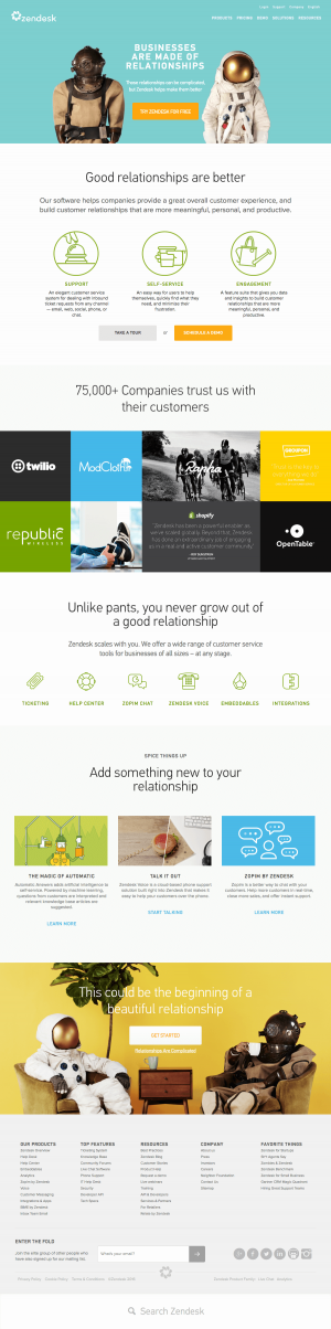 Homepage saas inspiration - zendesk