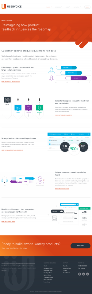 Features page inspiration - saas UserVoice